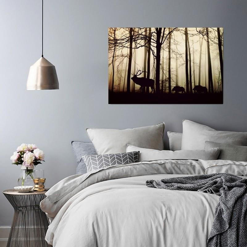 LEINWANDBILD Tiere im Wald - Braun, Textil (120/80cm) - Feeby