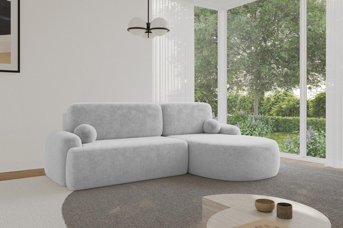 ECKSOFA mit Schlaffunktion und Bettkasten LIRA-L - 264x172x89 Grau - Grau, Holzwerkstoff/Textil (172/264cm) - ALTDECOR
