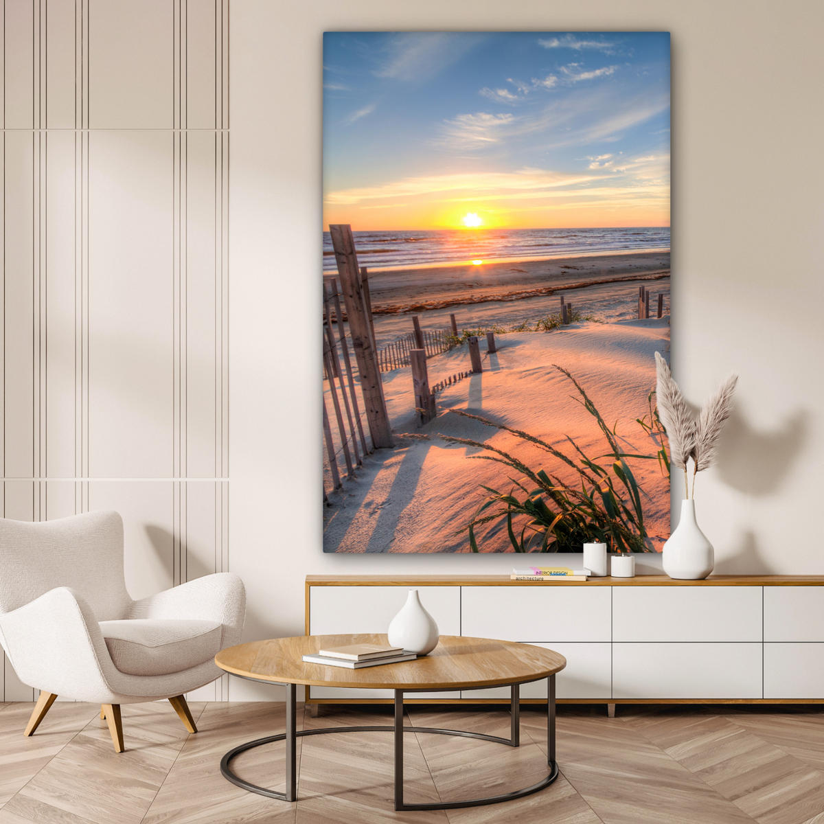 SLIKA NA PLATNU Plaža 90x140 cm - bež, tekstil (90/140cm) - MuchoWow
