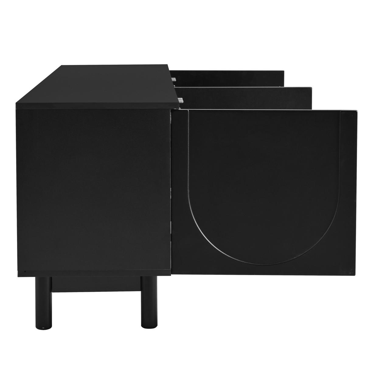 TV ormarić 175/38/56 cm crni od MDF-a i iverice s 4 vrata i podesivim policama - crna, drvni materijal (175/56/38cm) - OKWISH