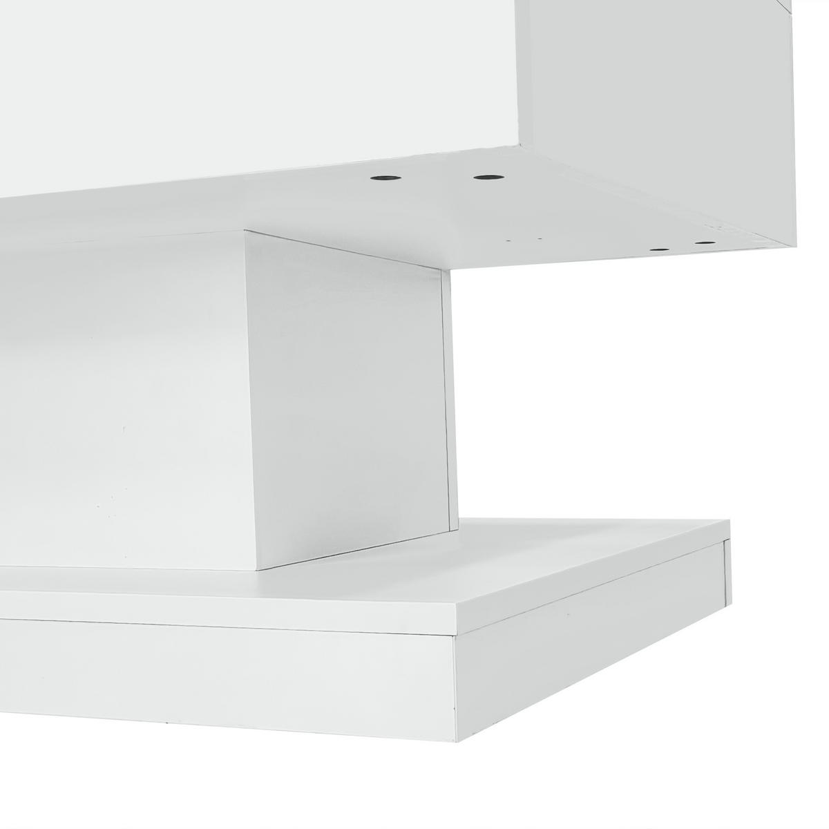 COUCHTISCH 100/50/45 cm weiß mit hydraulischem Lift und LED-Beleuchtung - Weiß, Holzwerkstoff (100/50/45cm) - OKWISH