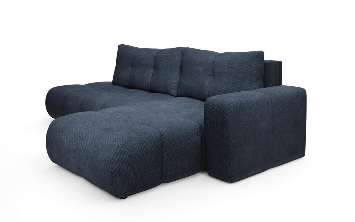 ECKSOFA DUCA R-S Dunkelblau Chenille mit Schlaffunktion - Dunkelblau, Holz (266.5/266.5cm) - MASSENO