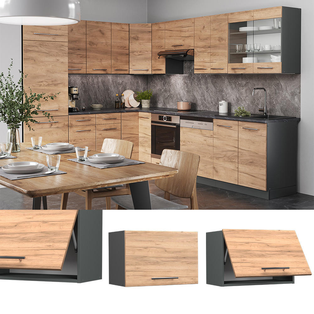 HÄNGESCHRANK Fame-Line Goldkraft Eiche 60 cm Flach - Honigeiche/Anthrazit, Holzwerkstoff (60/40/34.1cm) - Vicco
