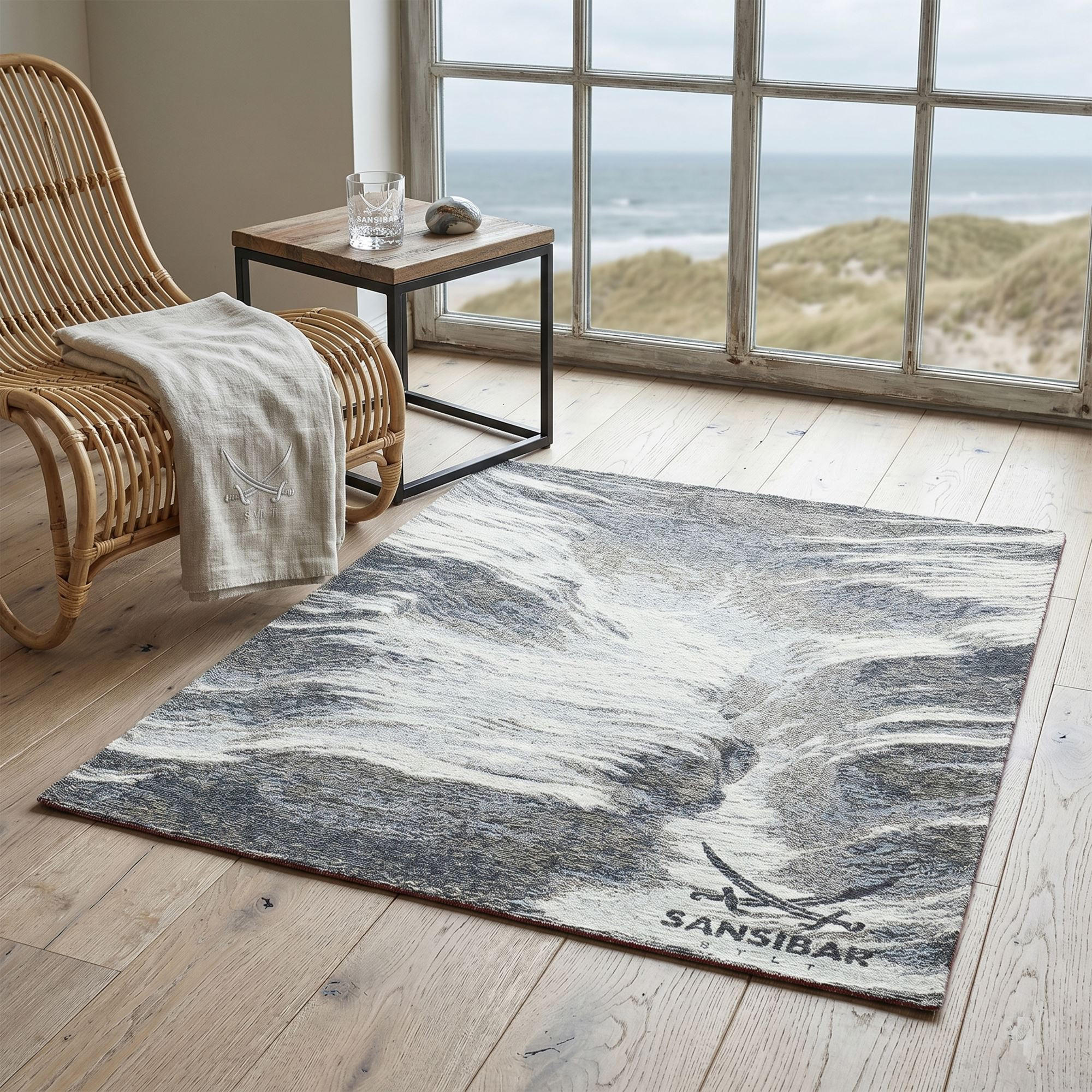 Sansibar Sylt Flachwebteppich Grau 60x60 cm