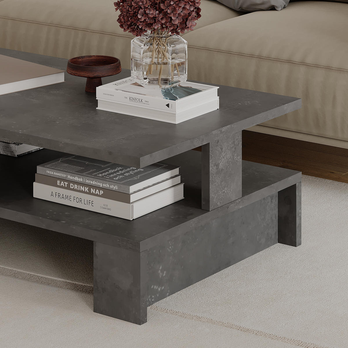 COUCHTISCH Mansu Grau 80/27.5/50 cm - Grau, Holzwerkstoff (27.5/80/50cm) - Decortie