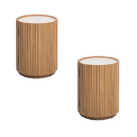 NACHTTISCH Franz 2er Set, Eiche - Beige, Holz (42/55/42cm) - WOODEK