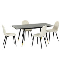 ESSZIMMER SET aus ausziehbarem Tisch und 4 Stühlen – Schwarz und Beige - Beige/Schwarz, Holzwerkstoff/Metall (80/75/160cm) - Urban Meuble