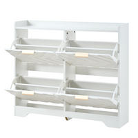 SCHUHSCHRANK aus MDF 105x24x90cm in Weiß mit 4 Klappfächern - Weiß, Holzwerkstoff (105/90/24cm) - Modfu