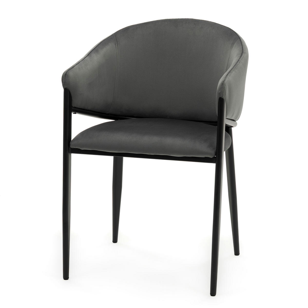 STUHL BUENO gespolsterter - grau - Glamour Velour Samt - Schwarz/Grau, Textil/Metall (57/81/59cm) - NEW HOME