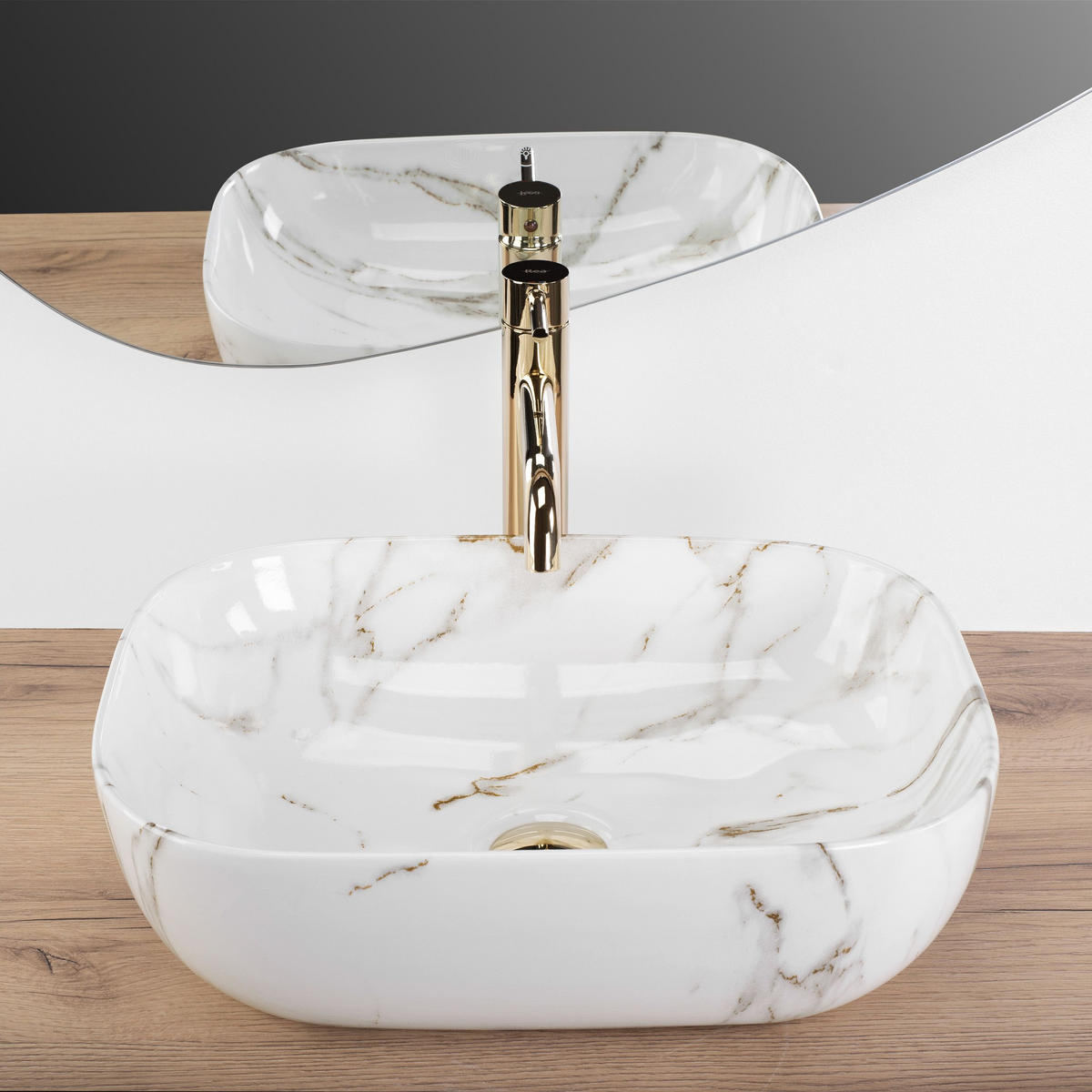 AUFSATZWASCHBECKEN Rea Belinda Aiax - Weiß, Keramik (32/13.5/46.5cm) - REA