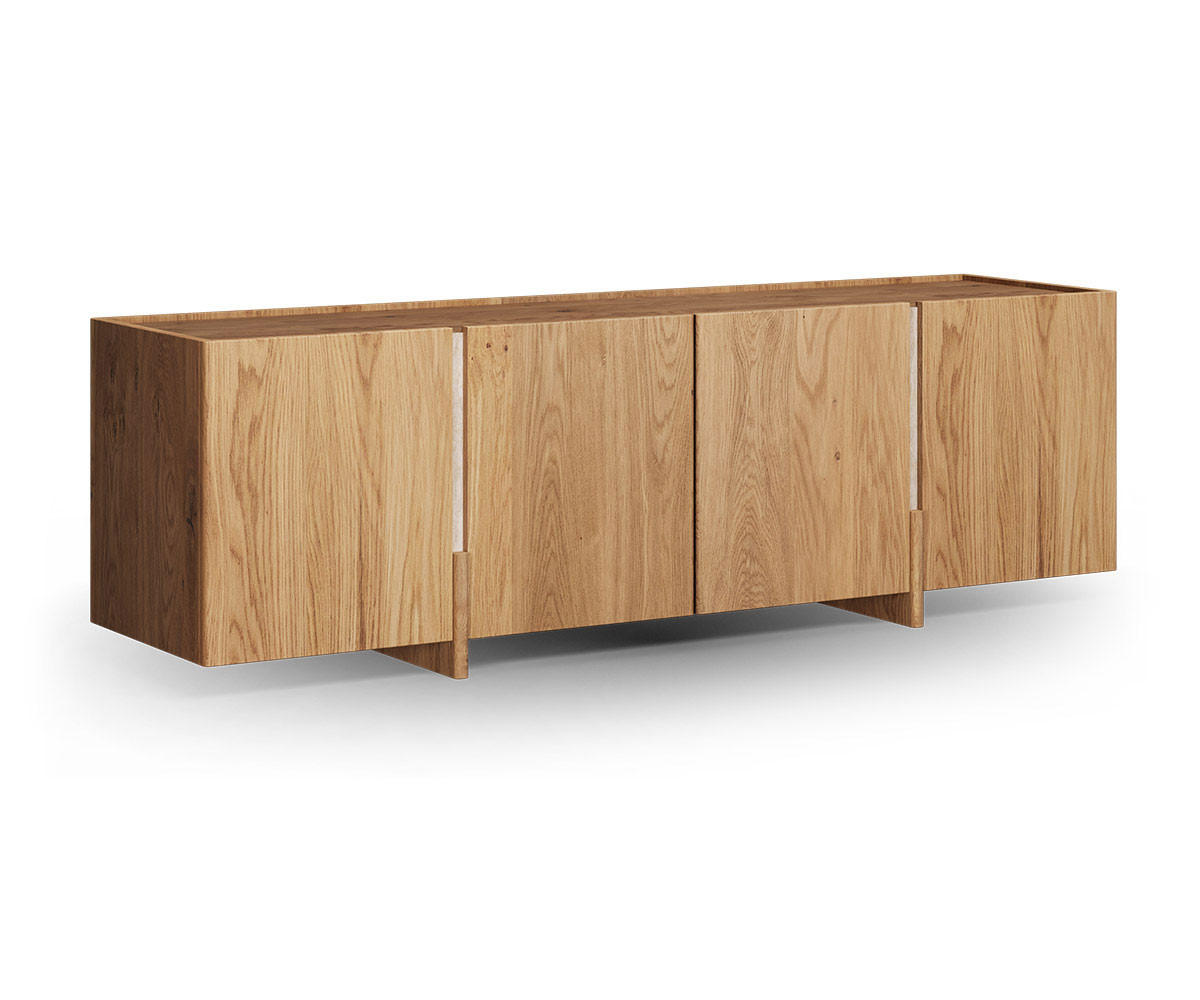 LOWBOARD Travertino Wildeiche Natur / Travertin Naturstein 180 / 46 / 56cm - Wildeiche, Holz (180/56/46cm) - Feldmann-Wohnen