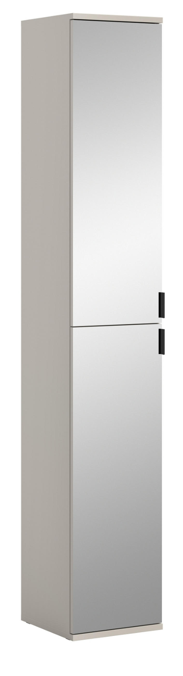 STAURAUMSCHRANK in Kaschmir 30 x 193 cm, Flurschrank mit Spiegel - Kaschmir/Schwarz, Glas/Holzwerkstoff (30/193/34cm) - Inn.Furn