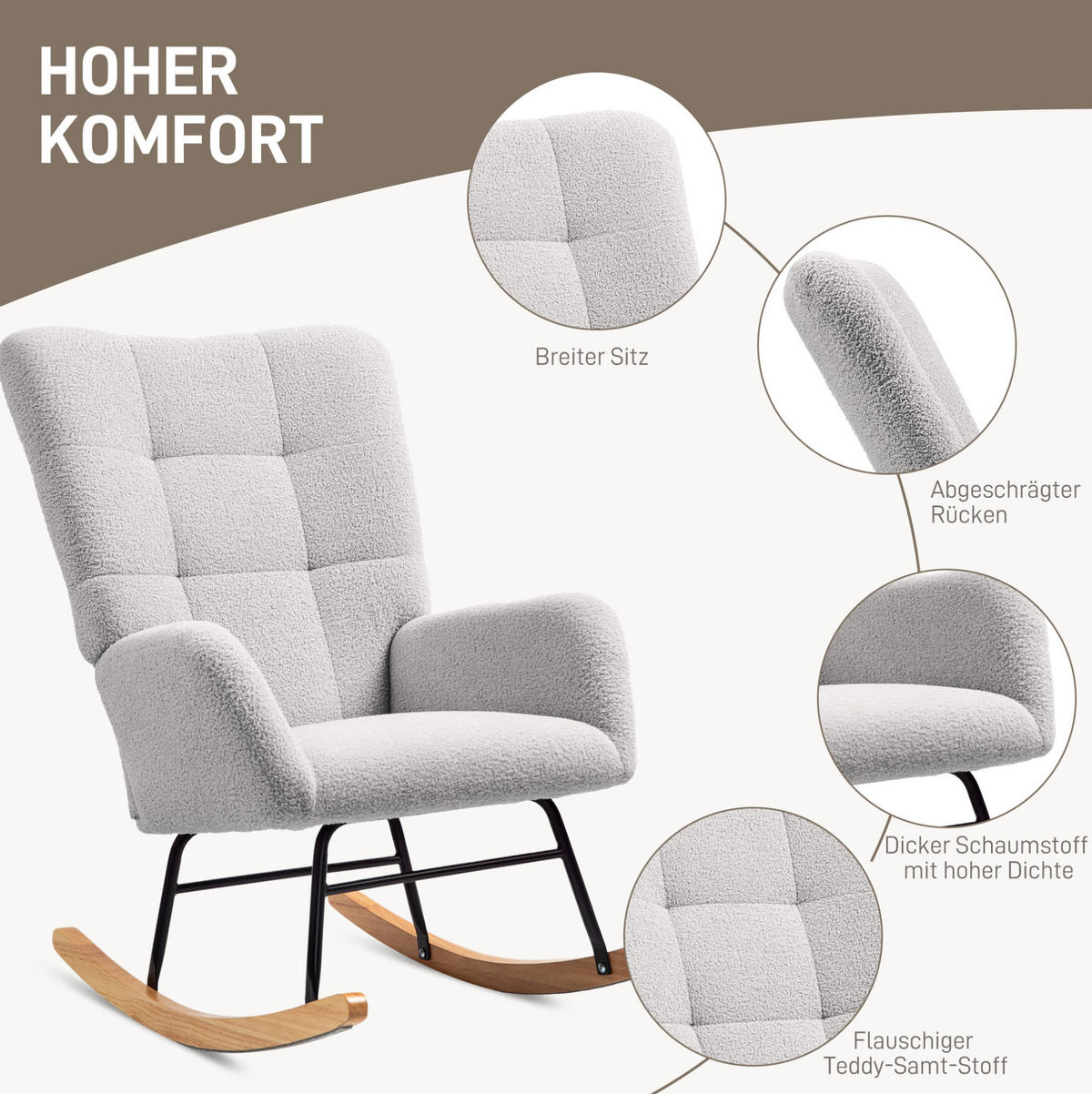 HOUPACÍ křeslo 94/70/100 cm s područkami a měkkým sametovým potahem, světle šedá - světle šedá, textil (70/100/94cm) - Redom