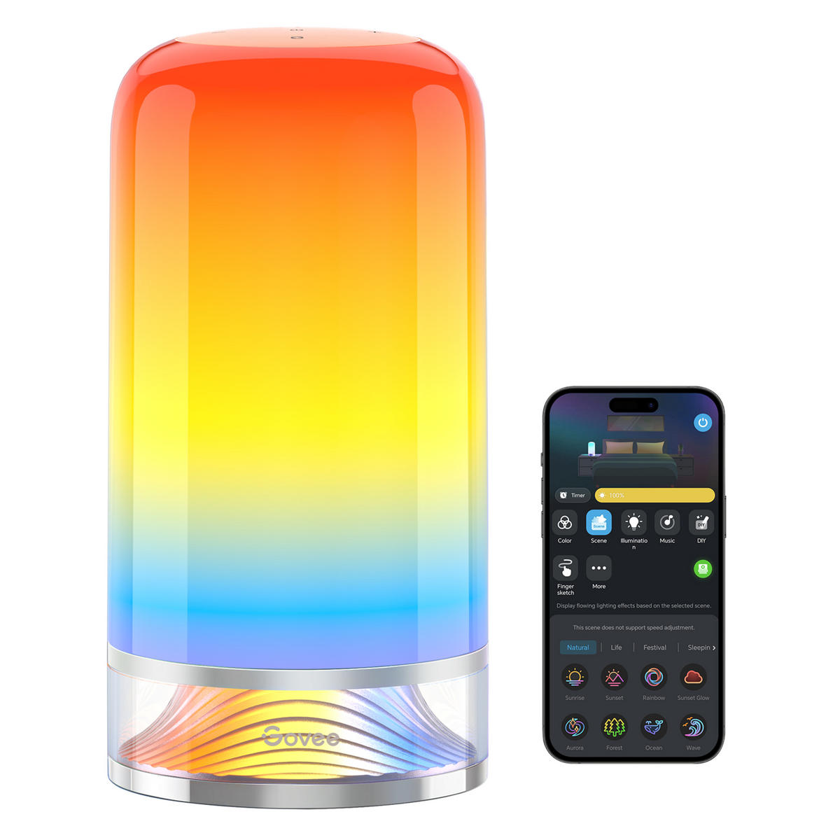 TISCHLEUCHTE Table Lamp 2, RGBICWW, 500 lm - Multicolor, Kunststoff (10.9/10.9/22.4cm) - Govee