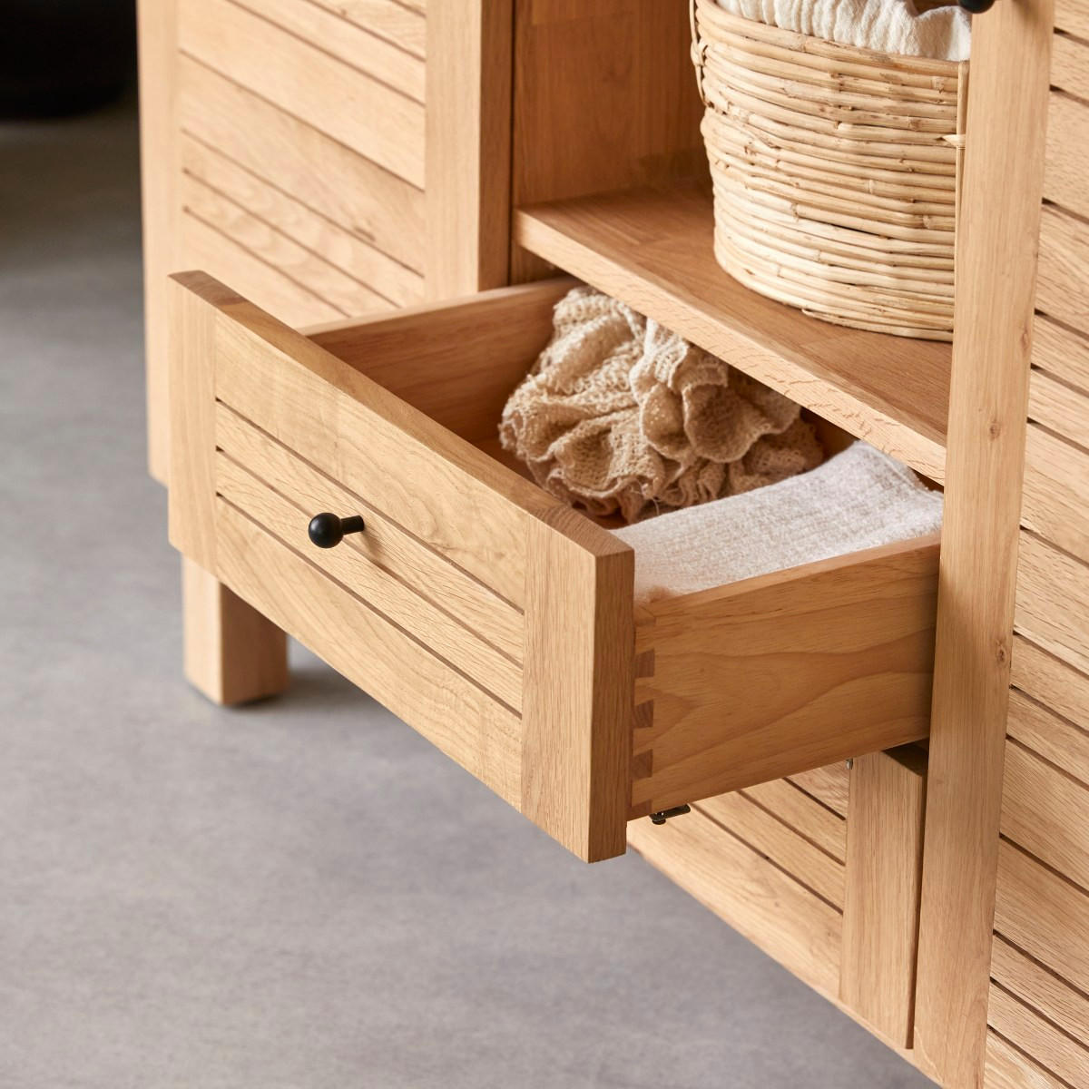 WASCHTISCHUNTERSCHRANK Soho Natur aus Eiche - Naturfarben, Holz (125/75/45cm) - Tikamoon