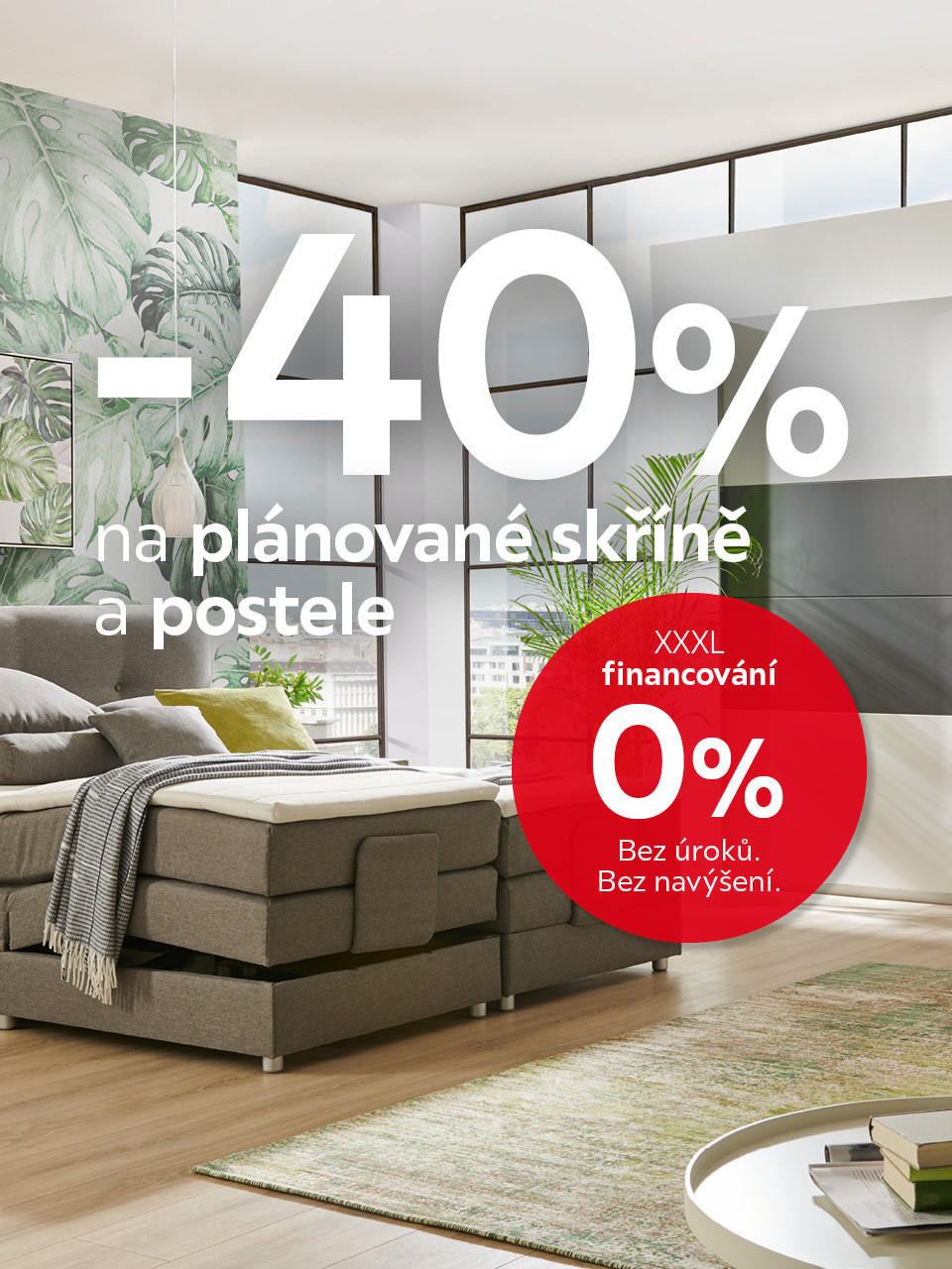 Sleva 0 % na planované skříně a postele