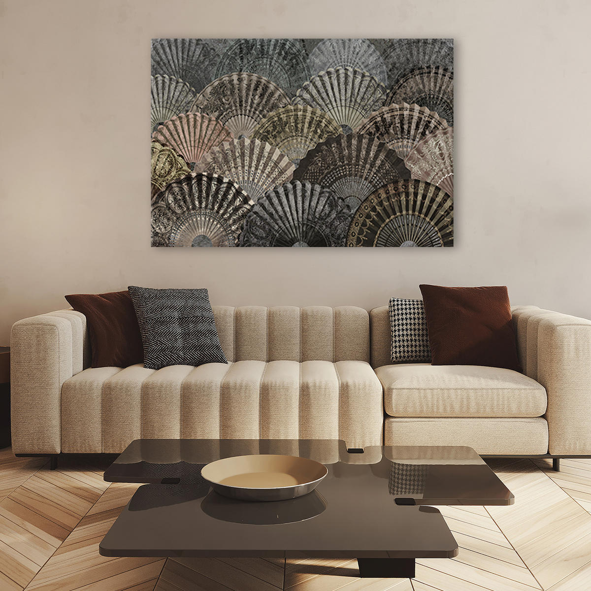 WANDBILD luxuriöse fans - Braun, Textil (60/40cm) - Feeby