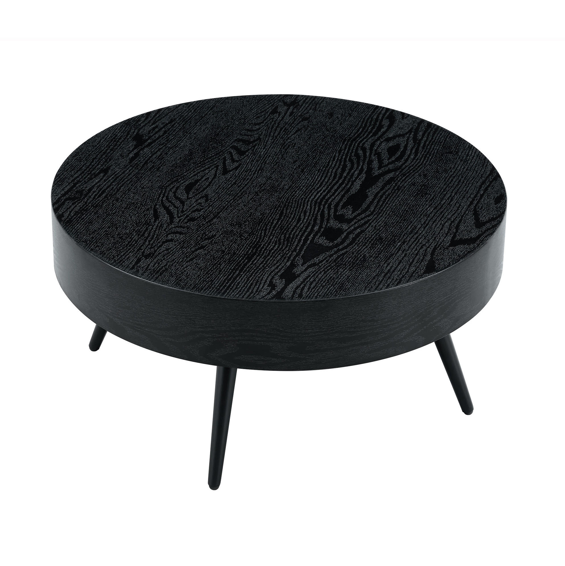 COUCHTISCH 70/35.5 cm Schwarz aus MDF und Metall in runder Form - Schwarz, Holzwerkstoff (70/70/35.5cm) - OKMYHOME