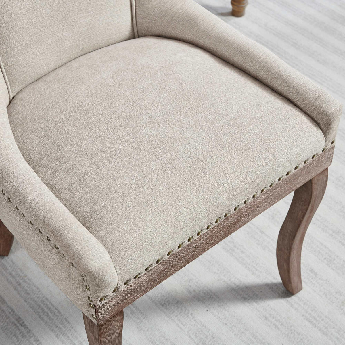 ESSZIMMERSTUHL 2er-Set mit Stoffbezug und Holzbeinen, Beige - Beige, Textil (61/92.5/55cm)
