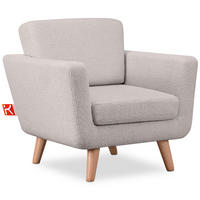 SESSEL TAGIO Massivholz-Beine, hellgrau - Hellgrau/Braun, Buchenholz/Textil (86/80/88cm) - KONSIMO®