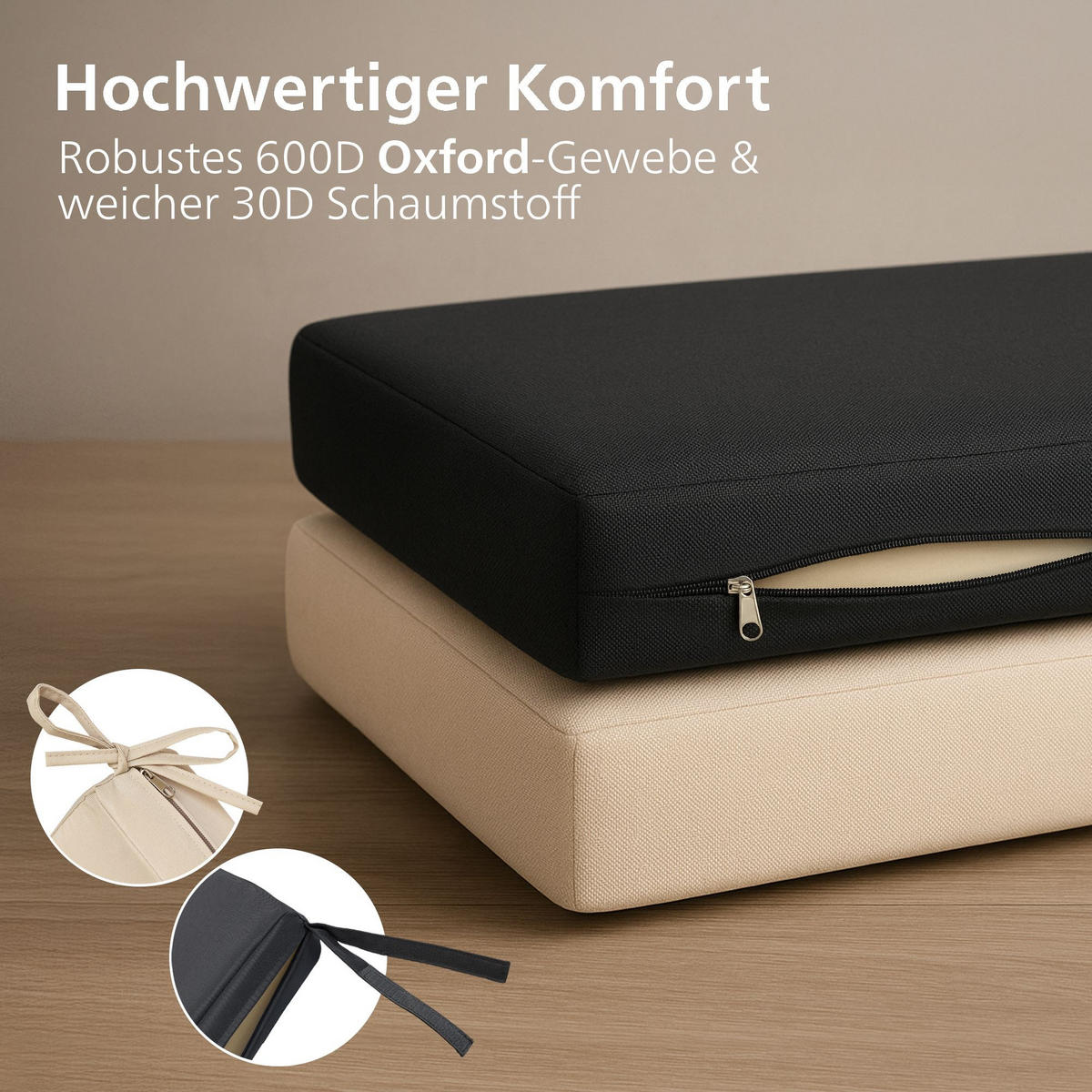 SITZKISSEN eckig 226/48/8 cm Kunststoff Dunkelgrau - Dunkelgrau, Kunststoff/Textil (48/226/8cm) - CLP