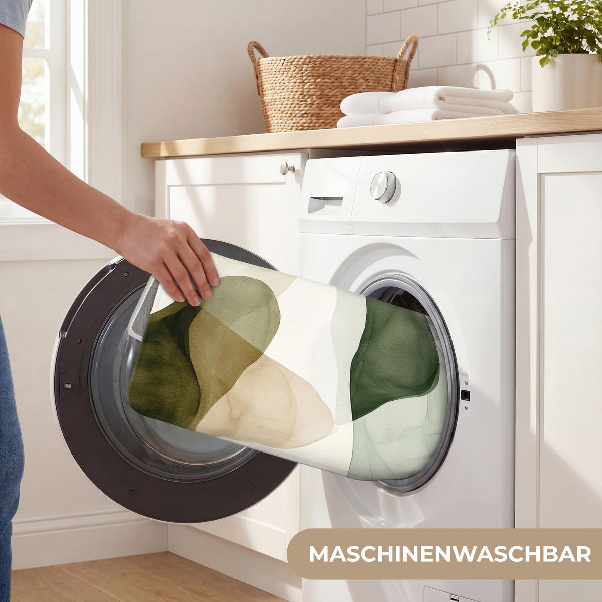 WC-VORLEGER Japandi - Abstrakt - Grün WC Teppich 40x60 cm - Grün, Kunststoff/Textil (40/1cm) - OnlyWow