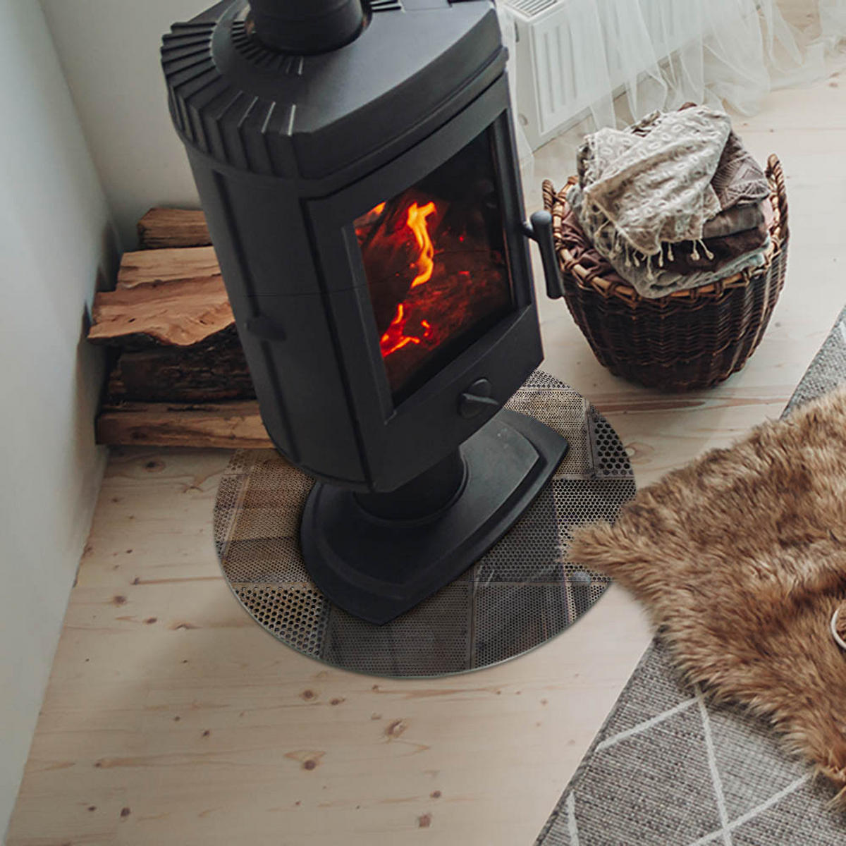 GLASPLATTE für Kamin Ø 50 cm - Beige, Glas (50/50/0.4cm) - TULUP