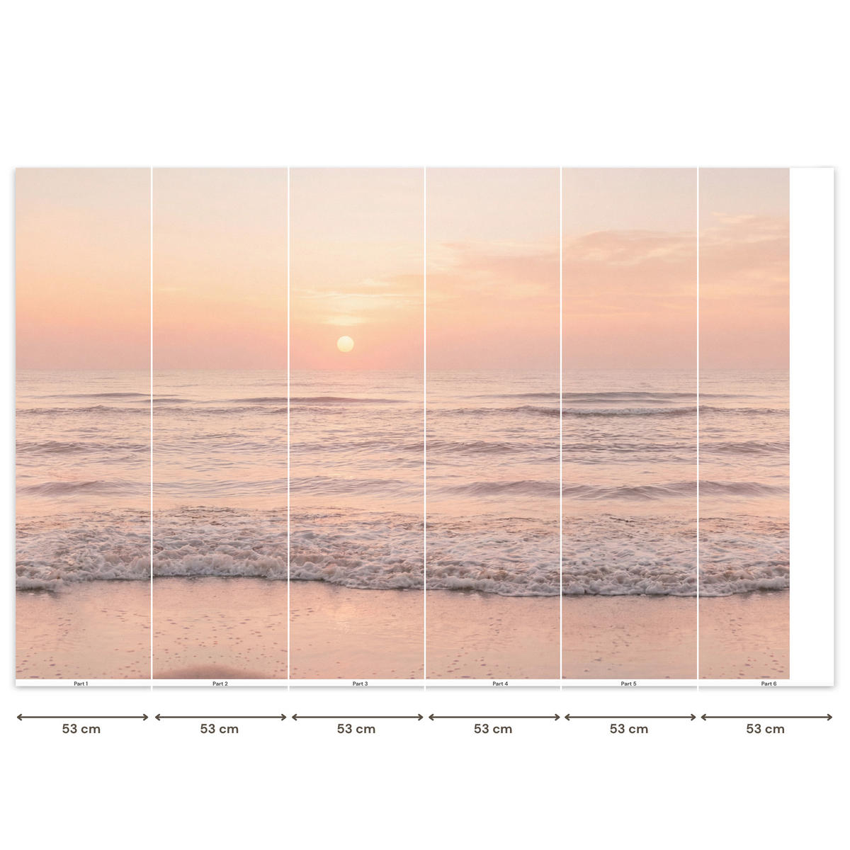 TAPETE - Sonne - Strand - Rosa - 350x220 cm - Hellrosa, Papier (350/220cm) - OnlyWow