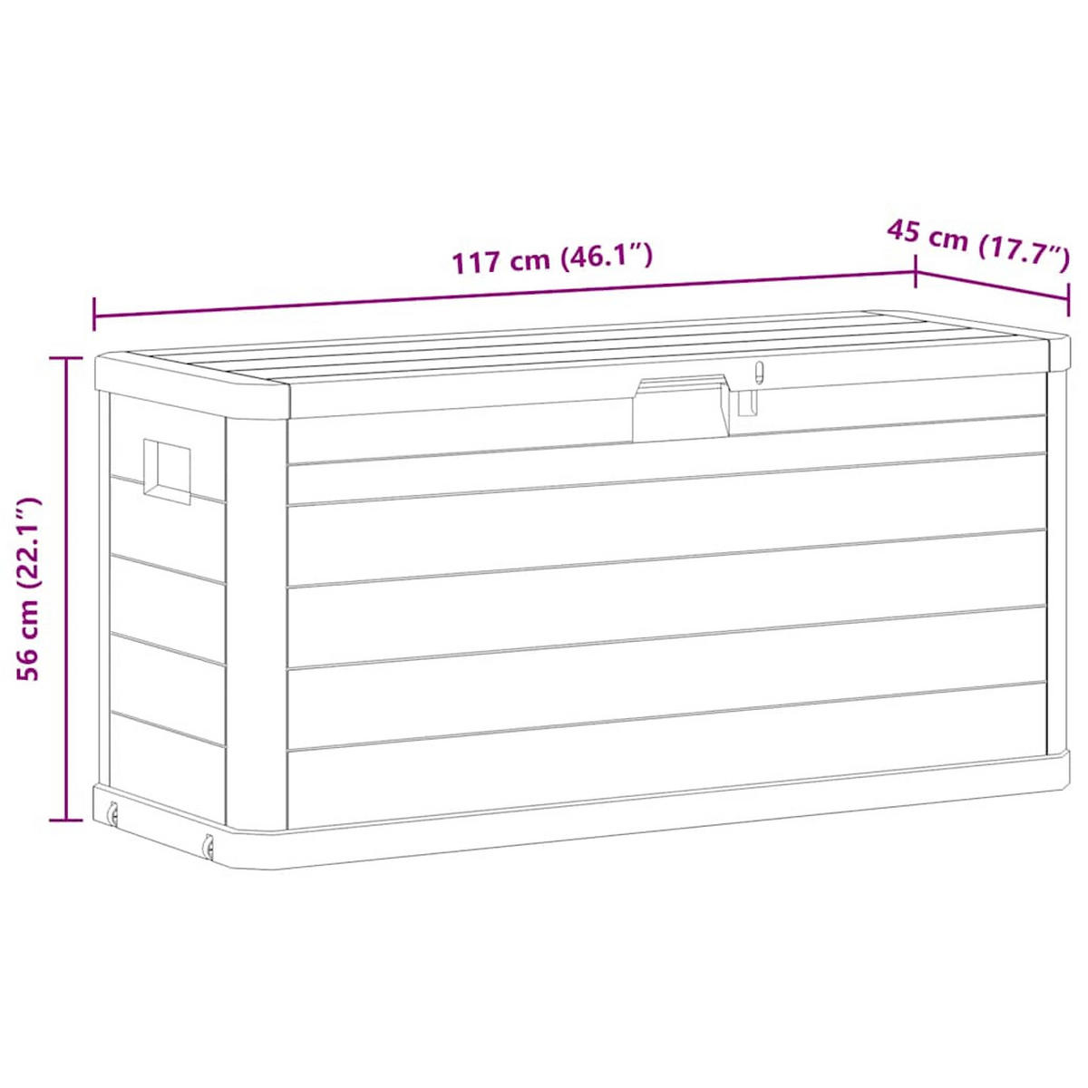 GARTEN-AUFBEWAHRUNGSBOX 280 L Hellgrau - Grau, Kunststoff (117/56/45cm) - vidaXL