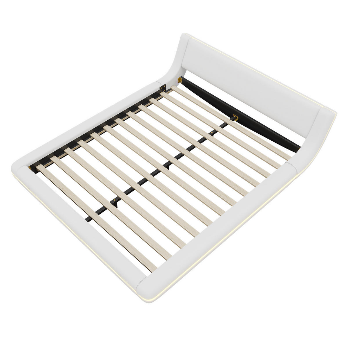 BODENBETT 160/200 cm Weiß aus PU mit LED-Beleuchtung - Weiß, Kunststoff (160/200cm) - OKWISH