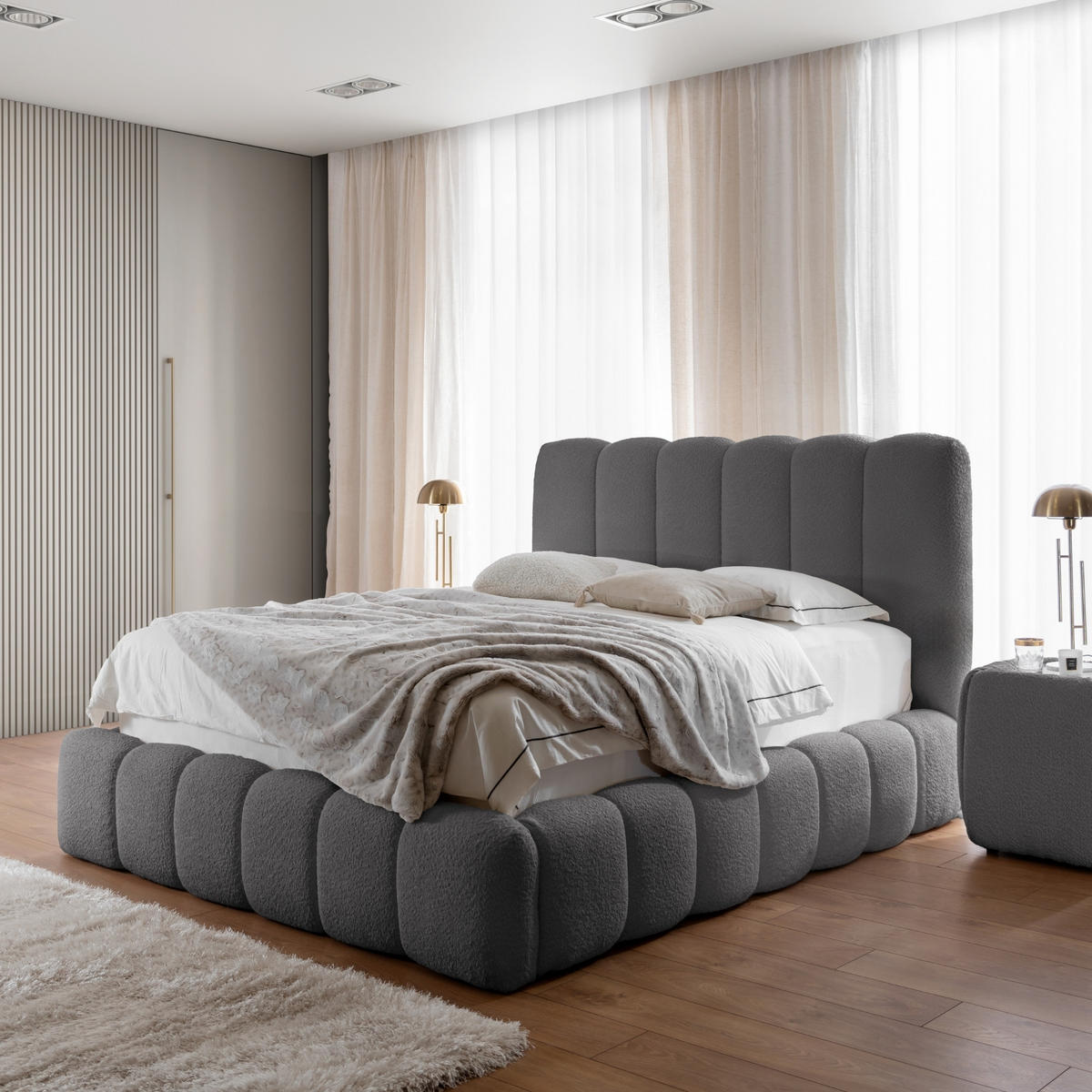 POLSTERBETT mit Stauraum 140x200 cm in Grau - Grau, Textil (140/200cm) - Home Collective