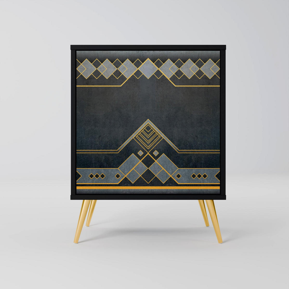 SIDEBOARD ROYAL ORDINARINESS, Schwarz, 57,5x42x72,5 cm, Schwarze Metallfüße - Multicolor/Schwarz, Holzwerkstoff/Metall (57.5/72.5/42cm) - SpaceRebels