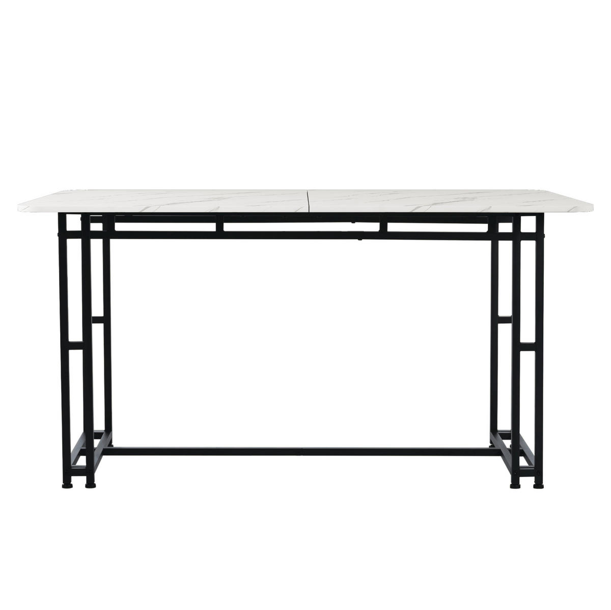 JÍDELNÍ stůl 140/80 cm černo-bílý z MDF s černými kovovými nohami - bílá, kompozitní dřevo (140/80/74cm) - OKWISH