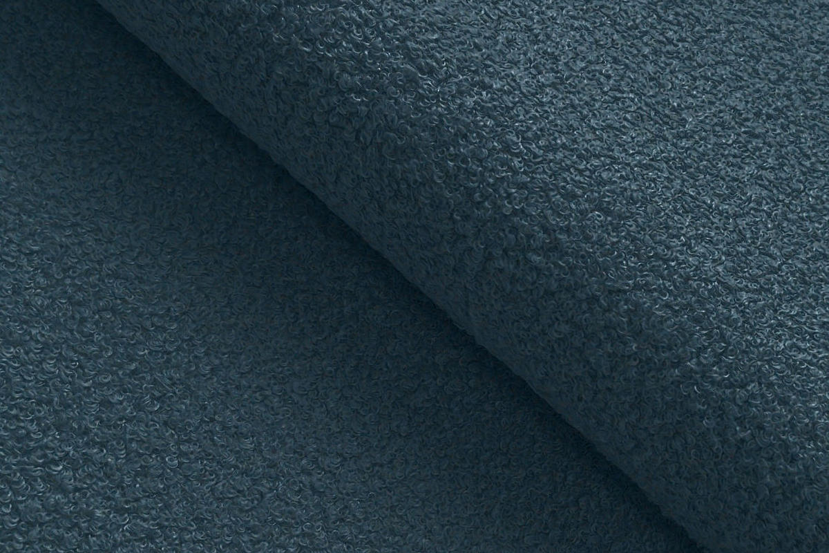 ECKSOFA TAUER 3-Sitzer LINKS, Bouclé-Stoff blau - Blau/Schwarz, Holz/Textil (173/206cm) - Courtois Laville