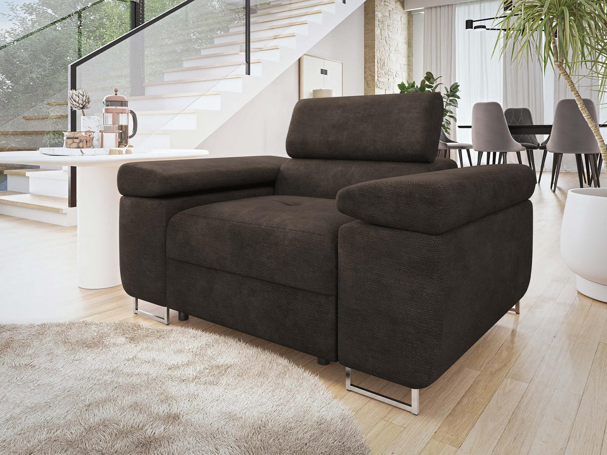 SESSEL Torezio - Dunkelbraun, Holz/Textil (134/90/102cm) - MIRJAN24