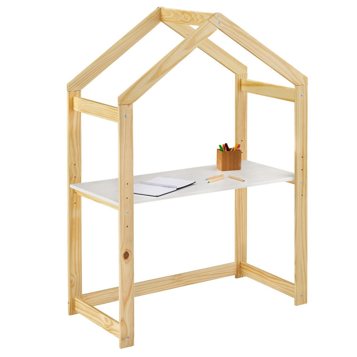 KINDERSCHREIBTISCH LIA - Naturfarben/Weiß, Holz (101/149/51cm) - IDIMEX
