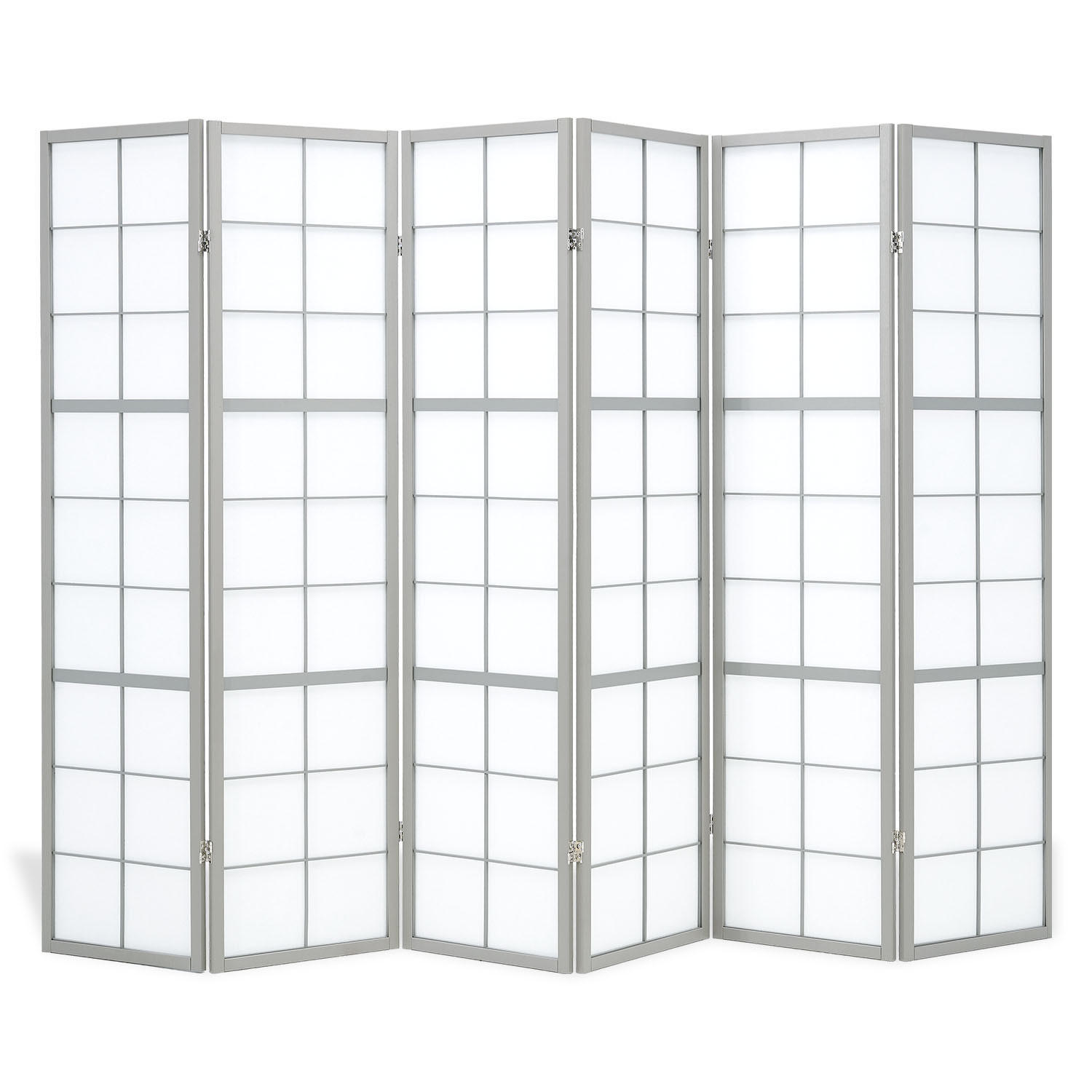 PARAVENT 6-tlg 264/179 cm Grau Holz Shoji - Grau, Holz (264/179/2cm) - Homestyle4u