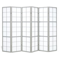 PARAVENT 6-tlg 264/179 cm Grau Holz Shoji - Grau, Holz (264/179/2cm) - Homestyle4u