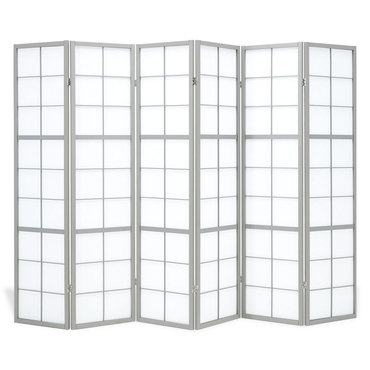 PARAVENT 6-tlg 264/179 cm Grau Holz Shoji - Grau, Holz (264/179/2cm) - Homestyle4u