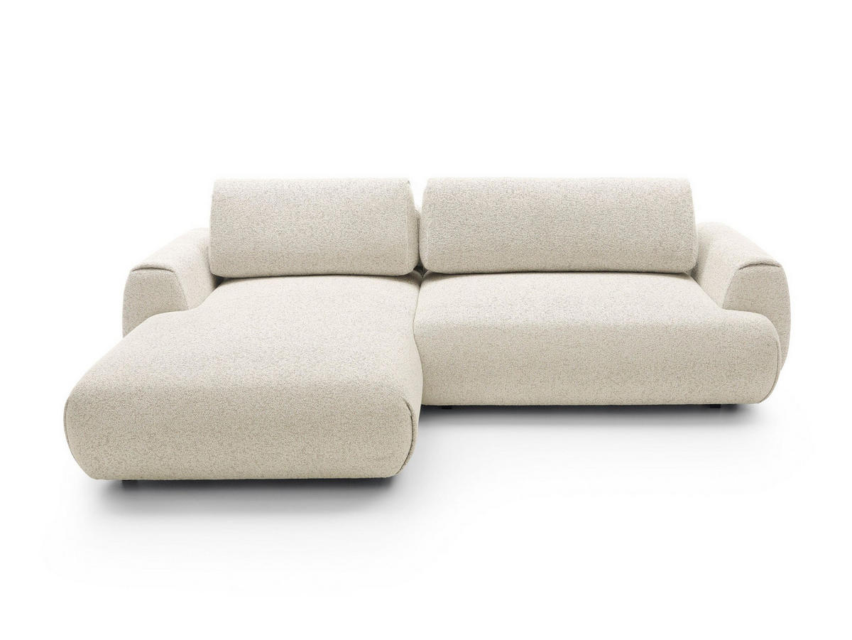 ECKSOFA ZEST Creme Geflochtener Stoff mit Schlaffunktion - Creme, Holz (270/167cm) - MASSENO