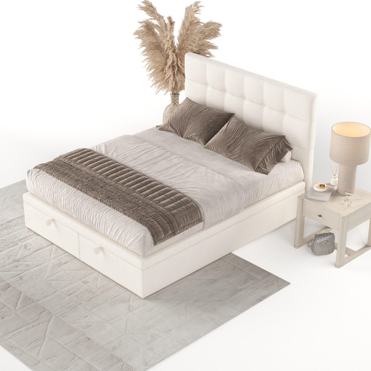 POLSTERBETT Guam mit Stauraum 120/200 cm Creme im Alta Stoff - Creme/Schwarz, Holz/Holzwerkstoff (120/200cm) - AltaBeds