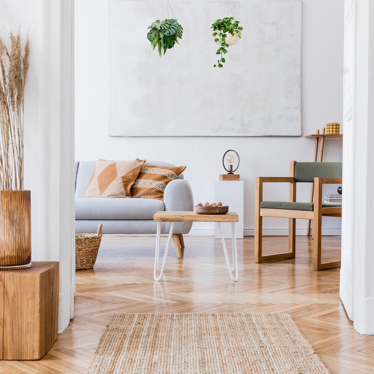 3XBLUMENAMPEL - Beige, Textil/Metall (25/12/25cm) - Relaxdays