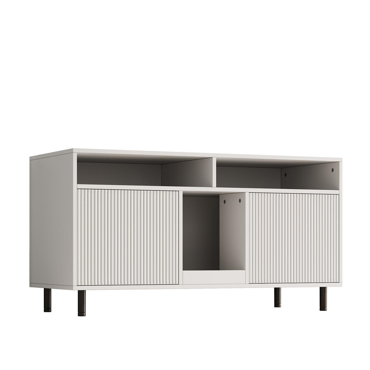 SIDEBOARD in Weiß Katzentoiletten-Schrank mit Sandauffangmatte und Lagerbereich für Wohnzimmer, B120/T50/H66cm - Walnussfarben/Weiß, Holzwerkstoff/Metall (120/66/50cm) - STILVORA