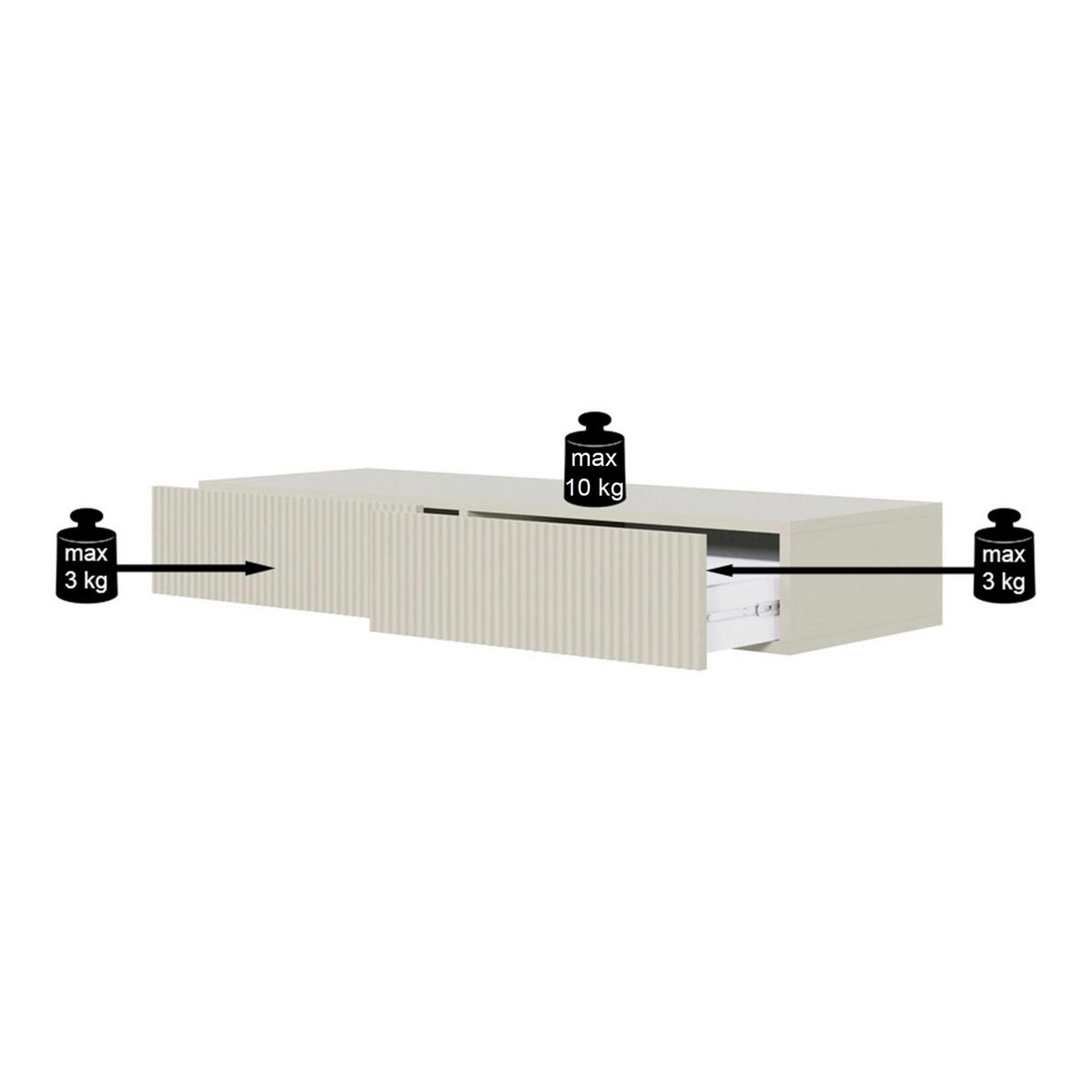 HÄNGE-SCHMINKTISCH Veldio weiß 110 cm - Weiß, Holzwerkstoff (110/16/40cm) - Selsey