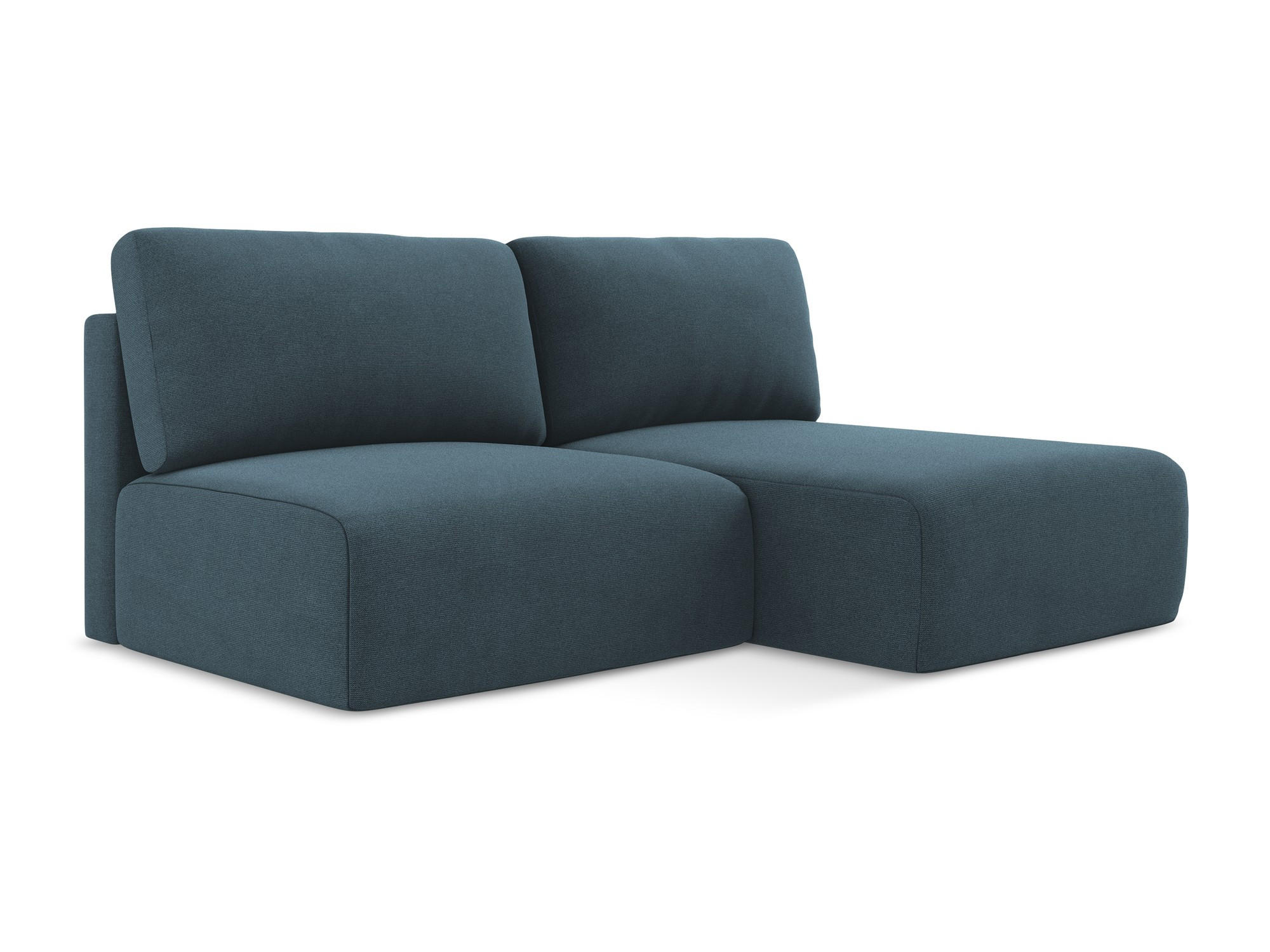 ECKSOFA mit Schlaffunktion rechts Strukturstoff Stoff Blau - Blau/Pink, Kunststoff/Textil (210/149cm) - Makamii