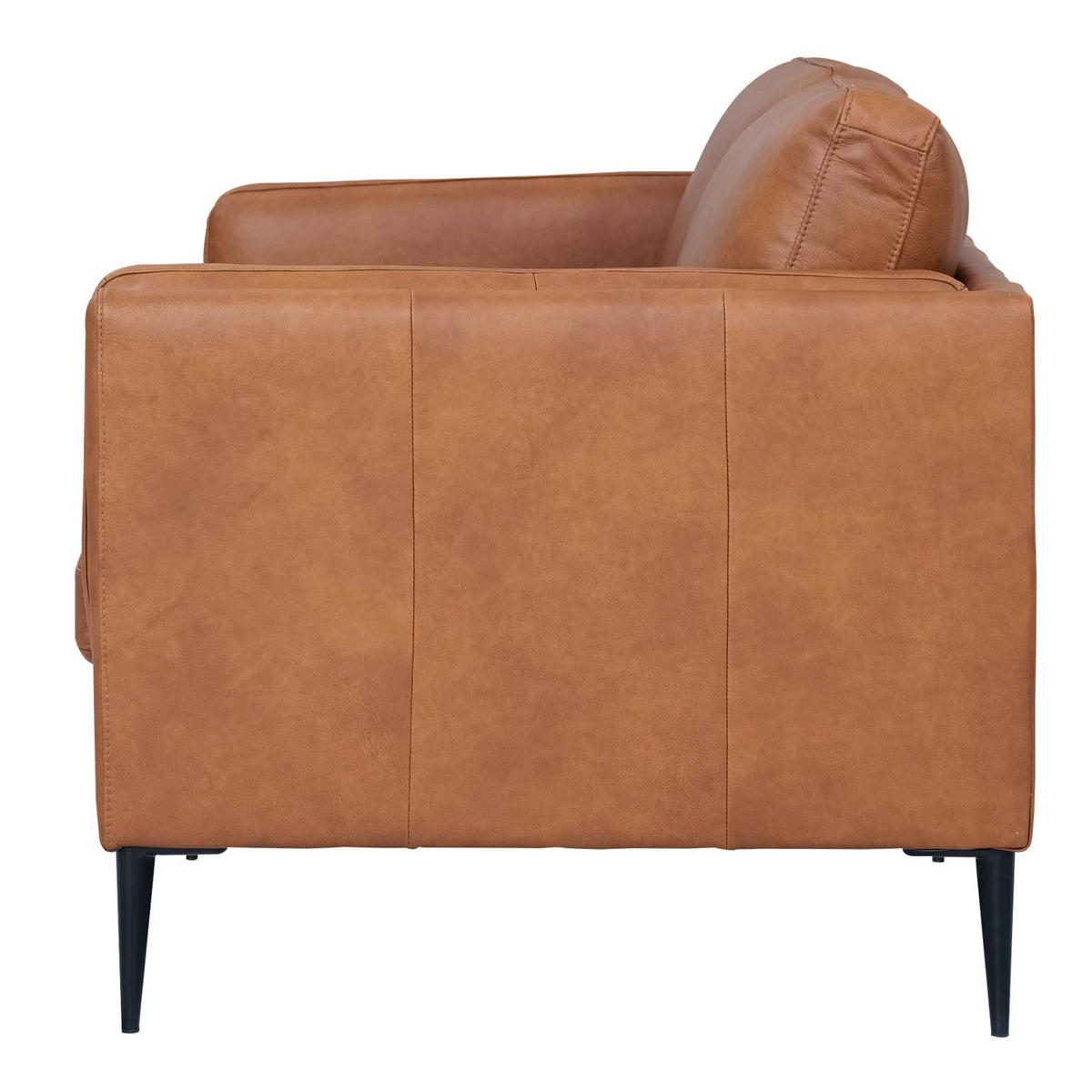 ZWEISITZER-SOFA Echtleder Cognac Braun - Schwarz/Braun, Leder/Metall (157/83/88cm) - Furnhouse