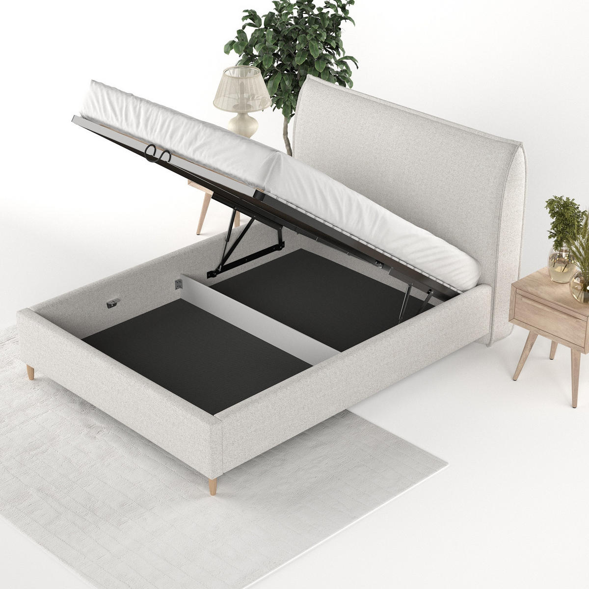 POLSTERBETT Mira 140/200 cm Hellbeige im Riva Stoff - Beige/Naturfarben, Holz/Holzwerkstoff (140/200cm) - AltaBeds