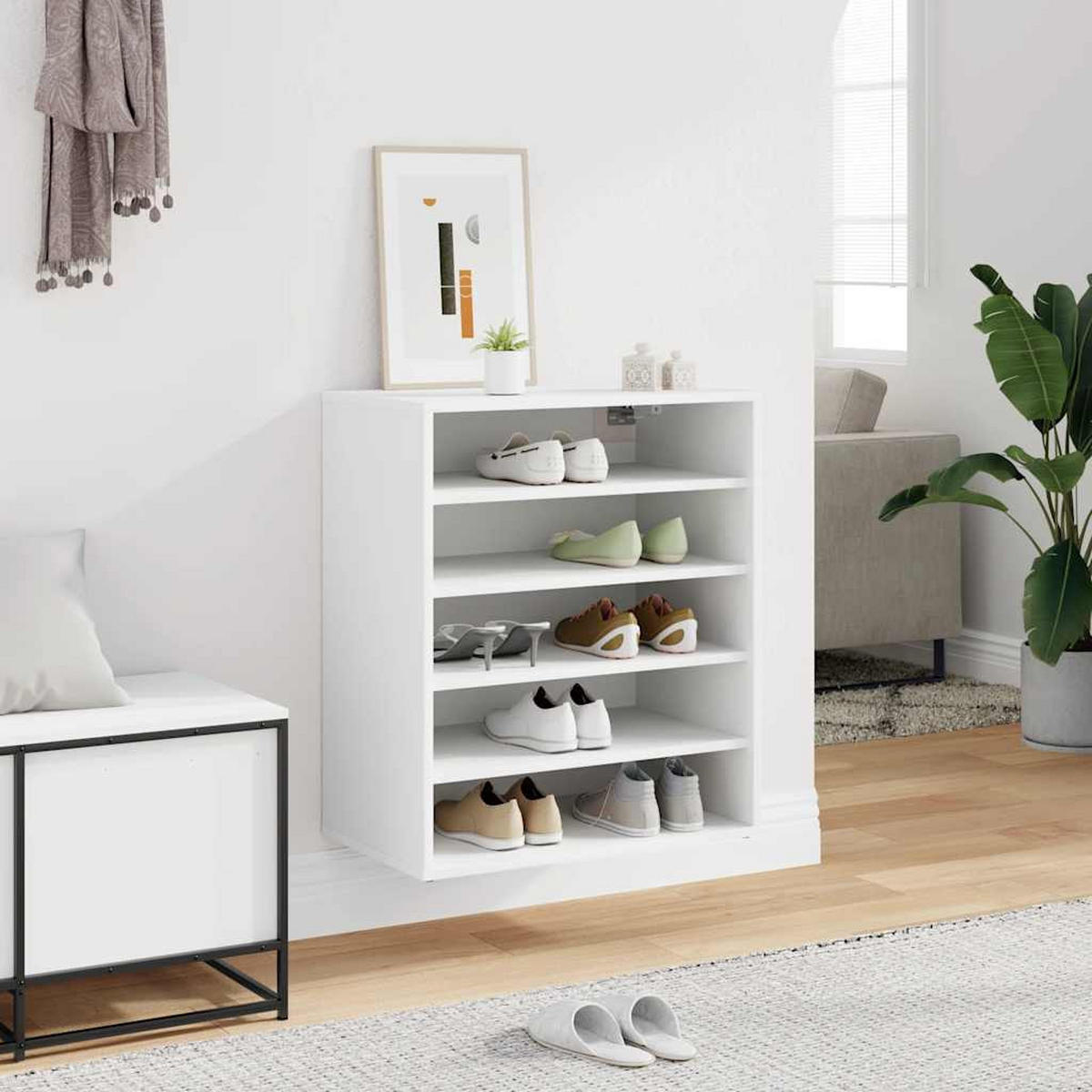 SCHUHSCHRANK Weiss 60/35/70 Cm Holzwerkstoff - Weiß, Holzwerkstoff (35/70/60cm) - vidaXL