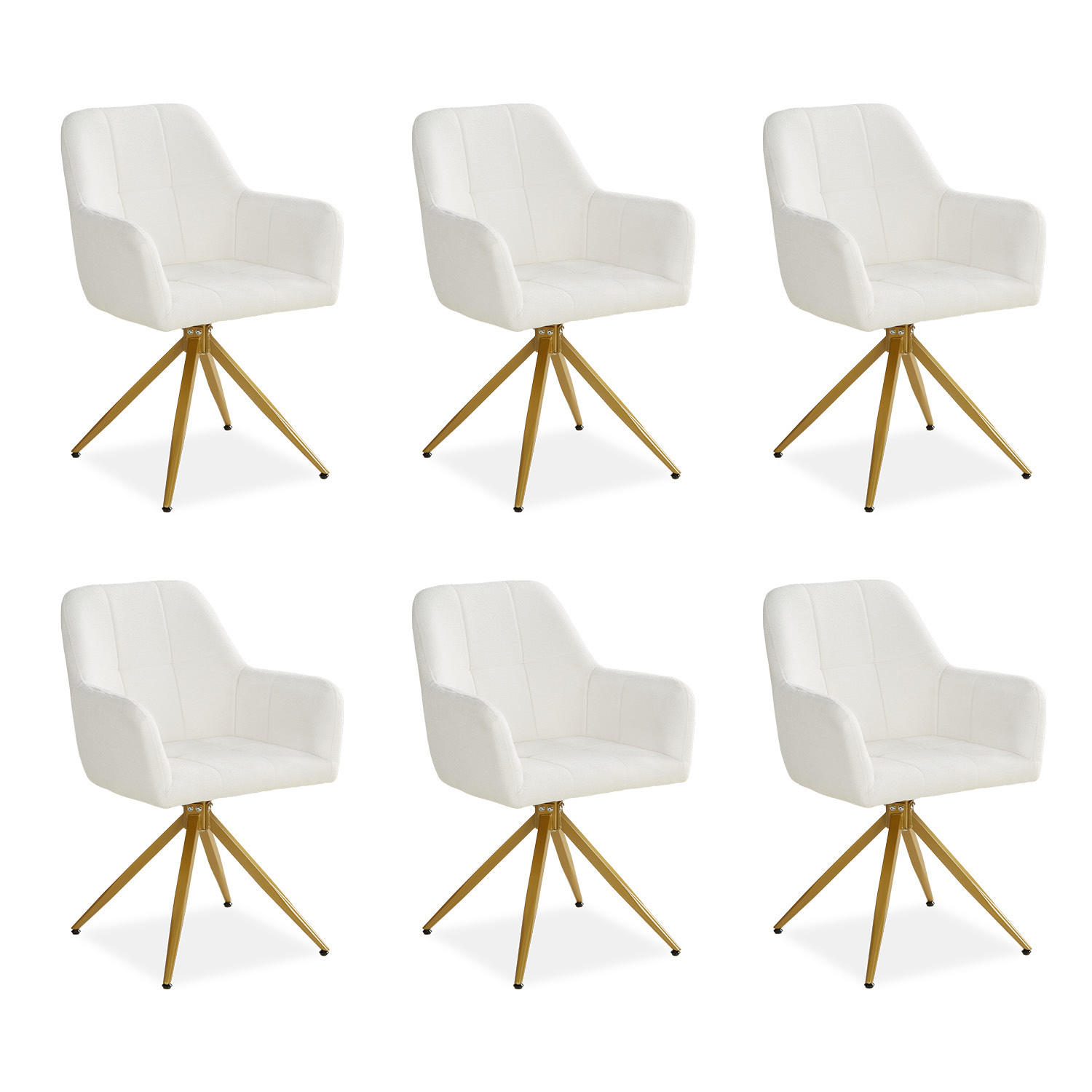 ARMLEHNENSTUHL in Bouclé 6 Stück Beige drehbar - Beige/Goldfarben, Textil/Metall (336/86/60cm) - Homestyle4u