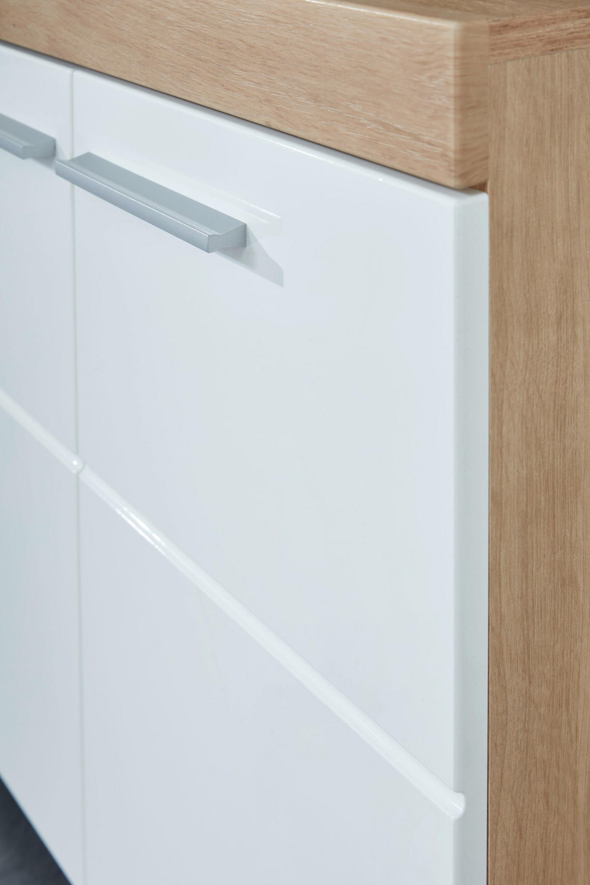 WASCHBECKENUNTERSCHRANK weiß Hochglanz, Eiche Badschrank 60 x 56 cm - Eichefarben/Weiß, Holzwerkstoff/Kunststoff (60/56/34cm) - Top.Furn